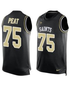 Saints #75 Andrus Peat Black Team Color Men's Stitched NFL Limited Tank Top Jersey
