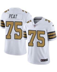 Saints #75 Andrus Peat White Men's Stitched NFL Limited Rush Jersey