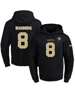 Saints #8 Archie Manning Black Name & Number Pullover NFL Hoodie