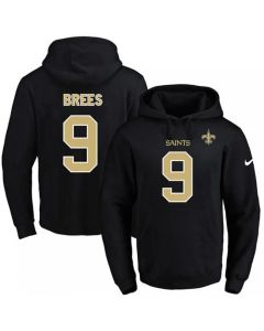 Saints #9 Drew Brees Black Name & Number Pullover NFL Hoodie