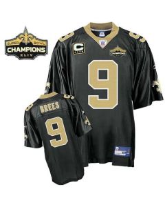 Saints #9 Drew Brees Black Super Bowl XLIV 44 Champions Stitched Youth NFL Jersey