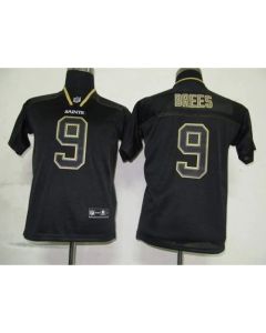 Saints #9 Drew Brees Lights Out Black Stitched Youth NFL Jersey