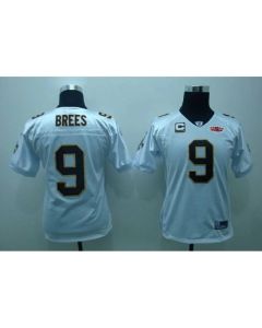 Saints #9 Drew Brees White With Super Bowl Patch Stitched Youth NFL Jersey