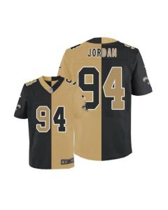 Saints #94 Cameron Jordan Black/Gold Men's Stitched NFL Elite Split Jersey