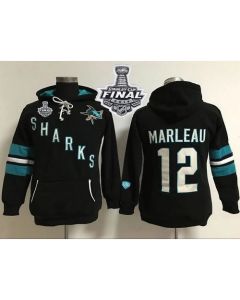 San Jose Sharks #12 Patrick Marleaui Black 2016 Stanley Cup Final Patch Women's Old Time Heidi Hoodie NHL Hoodie