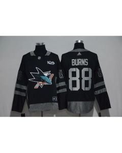 San Jose Sharks #88 Brent Burns Black Men's 1917-2017 100th Anniversary Stitched NHL Jersey