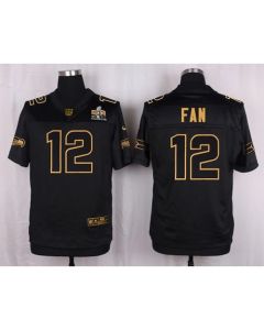 Seahawks #12 Fan Black Men's Stitched NFL Elite Pro Line Gold Collection Jersey