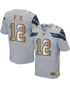 Seahawks #12 Fan Grey Alternate Men's Stitched NFL Elite Gold Jersey