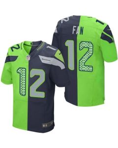 Seahawks #12 Fan Steel Blue/Green Men's Stitched NFL Elite Split Jersey