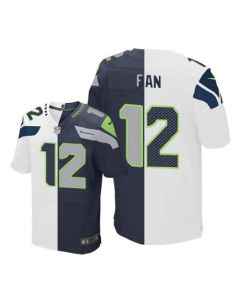 Seahawks #12 Fan White/Steel Blue Men's Stitched NFL Elite Split Jersey