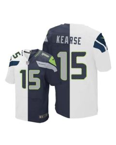 Seahawks #15 Jermaine Kearse White/Steel Blue Men's Stitched NFL Elite Split Jersey