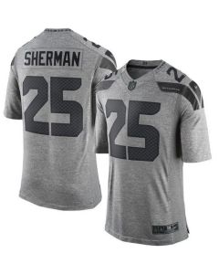 Seahawks #25 Richard Sherman Gray Men's Stitched NFL Limited Gridiron Gray Jersey