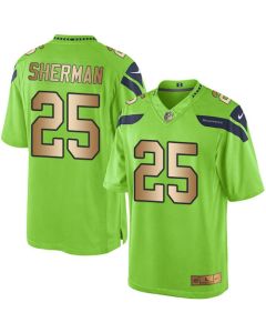Seahawks #25 Richard Sherman Green Men's Stitched NFL Limited Gold Rush Jersey