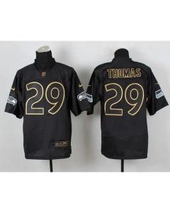 Seahawks #29 Earl Thomas III Black Gold No. Fashion Men's Stitched NFL Elite Jersey