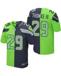Seahawks #29 Earl Thomas III Steel Blue/Green Men's Stitched NFL Elite Split Jersey