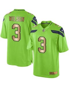 Seahawks #3 Russell Wilson Green Men's Stitched NFL Limited Gold Rush Jersey