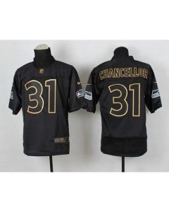 Seahawks #31 Kam Chancellor Black Gold No. Fashion Men's Stitched NFL Elite Jersey