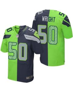 Seahawks #50 K.J. Wright Steel Blue/Green Men's Stitched NFL Elite Split Jersey