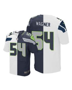 Seahawks #54 Bobby Wagner White/Steel Blue Men's Stitched NFL Elite Split Jersey