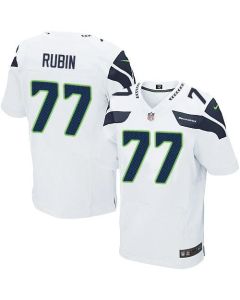 Seahawks #77 Ahtyba Rubin White Color Men's Stitched NFL Elite Jersey