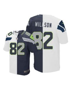 Seahawks #82 Luke Willson White/Steel Blue Men's Stitched NFL Elite Split Jersey