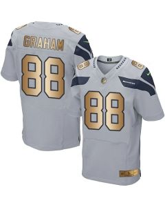 Seahawks #88 Jimmy Graham Grey Alternate Men's Stitched NFL Elite Gold Jersey