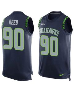 Seahawks #90 Jarran Reed Steel Blue Team Color Men's Stitched NFL Limited Tank Top Jersey