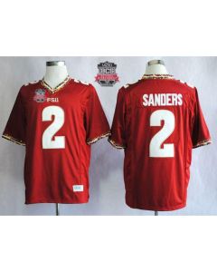 Seminoles #2 Deion Sanders New Red 2014 BCS Bowl Patch Stitched NCAA Jersey