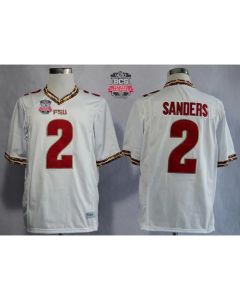 Seminoles #2 Deion Sanders New White 2014 BCS Bowl Patch Stitched NCAA Jersey