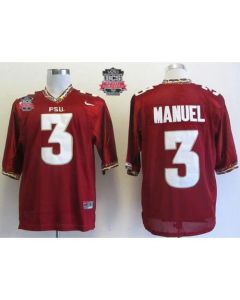 Seminoles #3 E.J Manuel Red 2014 BCS Bowl Patch Stitched NCAA Jersey