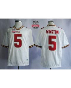 Seminoles #5 Jameis Winston White 2014 BCS Bowl Patch Stitched NCAA Jersey