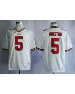 Seminoles #5 Jameis Winston White Stitched NCAA Jersey