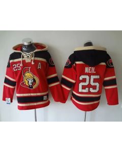 Senators #25 Chris Neil Red Sawyer Hooded Sweatshirt Stitched NHL Jersey
