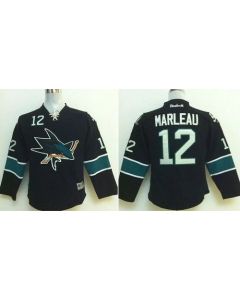 Sharks #12 Patrick Marleau Black Stitched Youth NHL Jersey