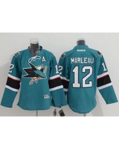 Sharks #12 Patrick Marleau Green Stitched Youth NHL Jersey