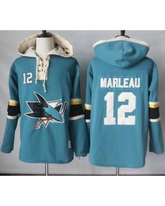 Sharks #12 Patrick Marleau Teal Pullover Hoodie Stitched NHL Jersey