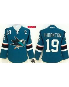 Sharks #19 Joe Thornton Teal Women's Home Stitched NHL Jersey
