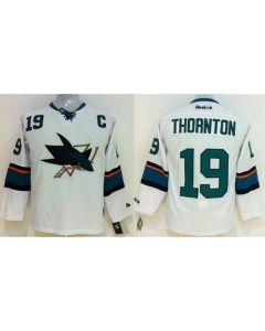 Sharks #19 Joe Thornton White Stitched Youth NHL Jersey