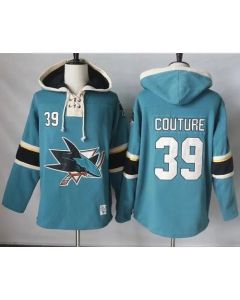 Sharks #39 Logan Couture Teal Pullover Hoodie Stitched NHL Jersey