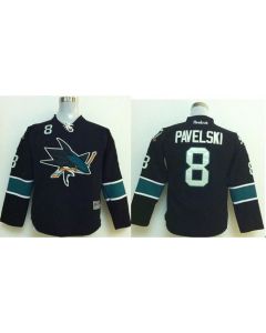 Sharks #8 Joe Pavelski Black Stitched Youth NHL Jersey