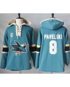 Sharks #8 Joe Pavelski Teal Pullover Hoodie Stitched NHL Jersey