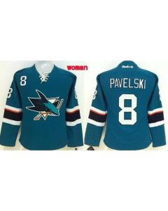 Sharks #8 Joe Pavelski Teal Women's Home Stitched NHL Jersey
