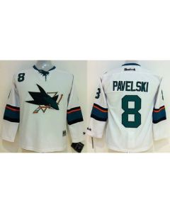 Sharks #8 Joe Pavelski White Stitched Youth NHL Jersey
