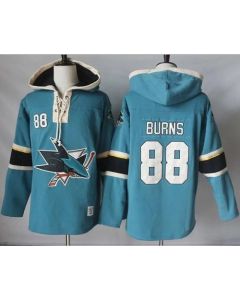 Sharks #88 Brent Burns Teal Pullover Hoodie Stitched NHL Jersey