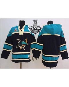 Sharks Blank Black Sawyer Hooded Sweatshirt 2016 Stanley Cup Final Patch Stitched NHL Jersey