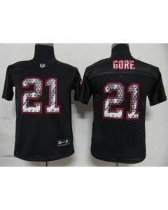 Sideline Black United 49ers #21 Frank Gore Black Stitched Youth NFL Jersey