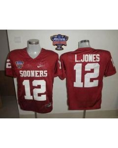 Sooners #12 Landy Jones Red 2014 Sugar Bowl Patch Stitched NCAA Jersey