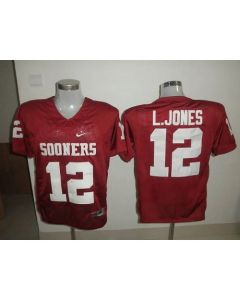 Sooners #12 Landy Jones Red Stitched NCAA Jersey