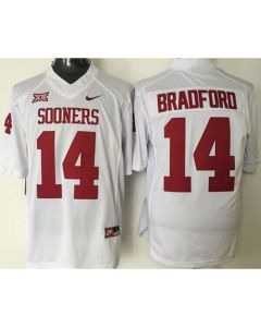 Sooners #14 Sam Bradford White Stitched NCAA Jersey