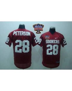 Sooners #28 Adrian Peterson Red 2014 Sugar Bowl Patch Stitched NCAA Jersey